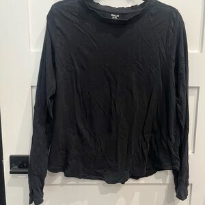 Black cotton Long Sleeve Top by Madewell slightly cropped